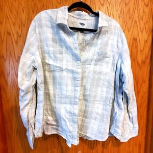 Old Navy Grey Plaid Button Down XXL